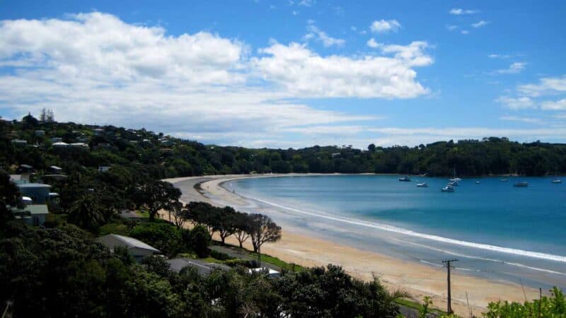 Beach and ocean in Waiheke Island a quick day trip from Auckland