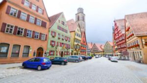 timber-framed houses in Dinkelsbuhl Germany while driving the Romantic Road