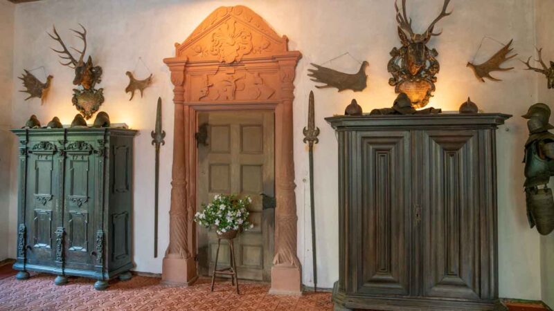 Decorated wall inside the Schloss Mespelbrunn castle