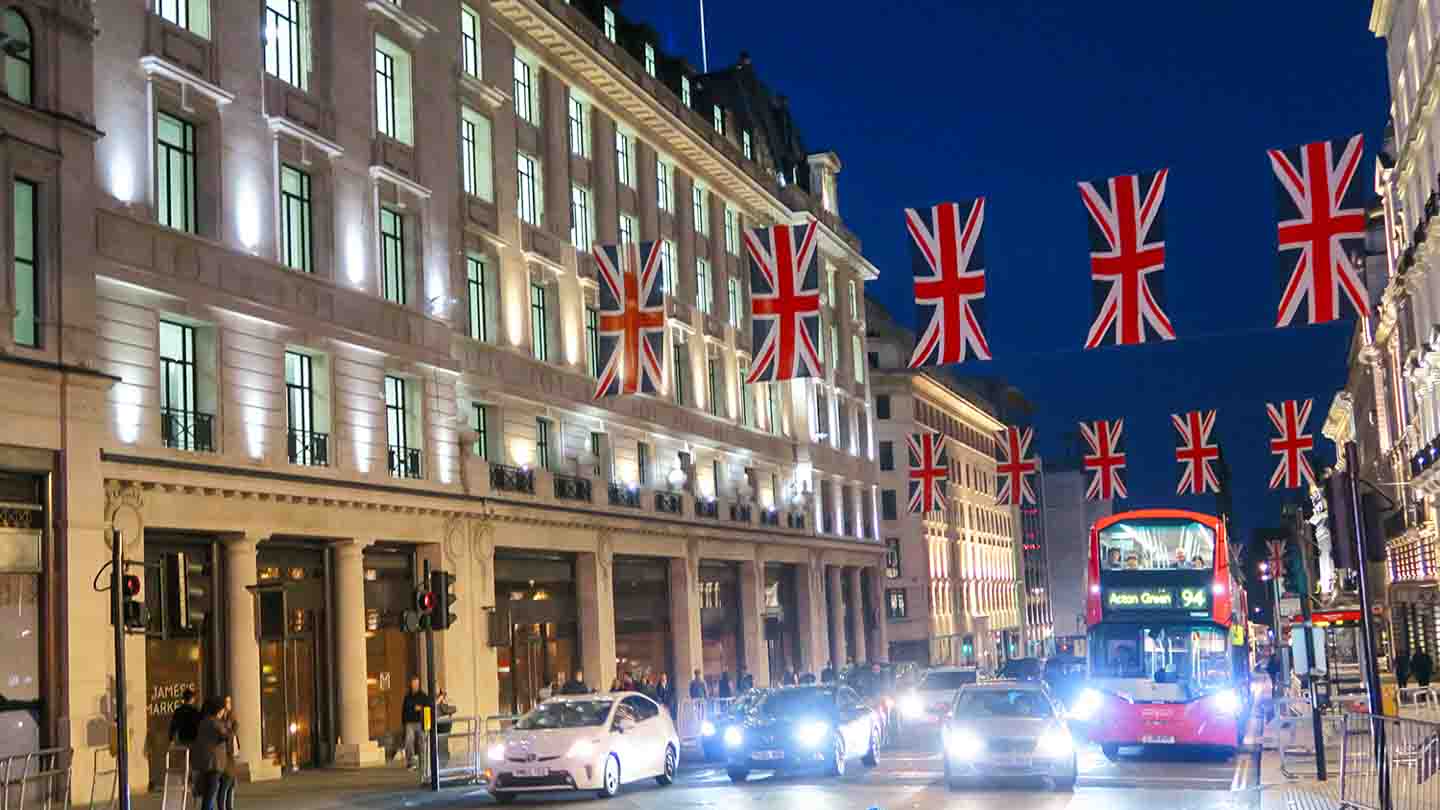 UK Flags On Oxford Street