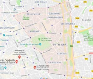 Map of Paris's 20th Arrondissement