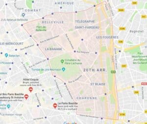 Map of Paris's 20th Arrondissement