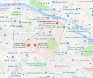 Google map showing 6th Arrondissement in Paris