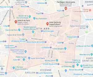 map of 9th Arrondissement Opera district in Paris