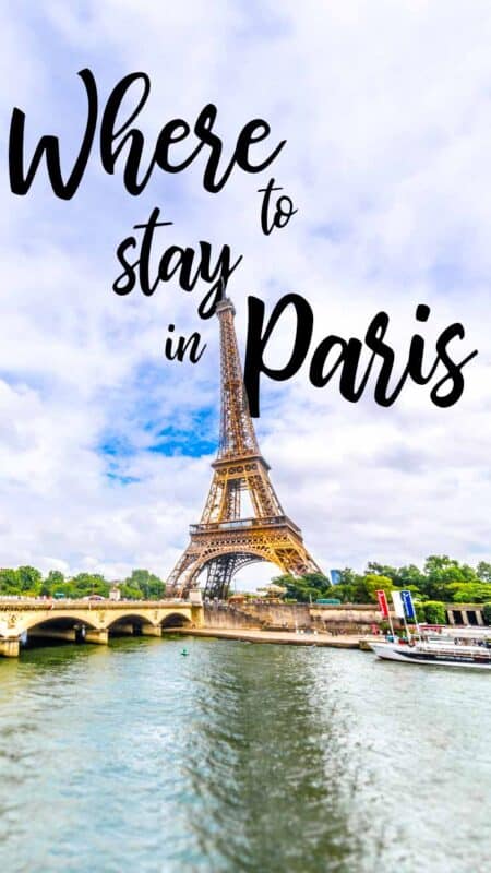 Pinterest pin for where to stay in Paris - Eiffel tower view point