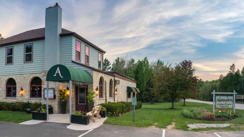 Exterior of Alexanders Supper club in Door County Wisconsin