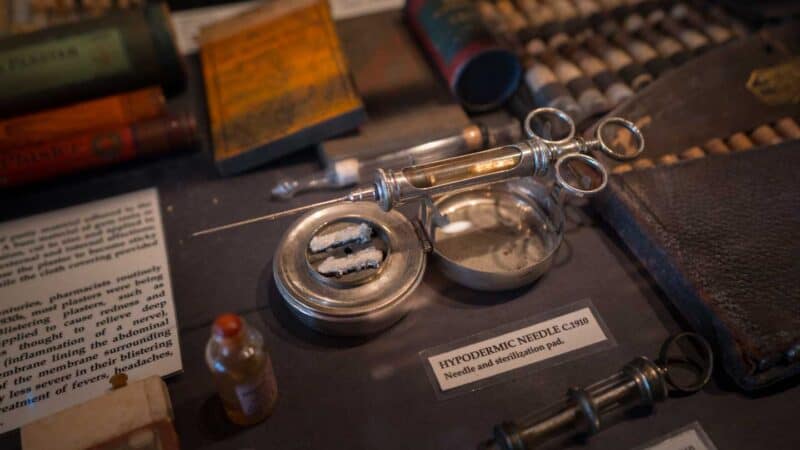 antique hypodermic needle in the New Orleans Pharmacy Museum - Haunted places