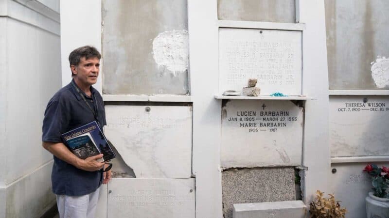 Robert Florece stading in St Louis cemetery number 1 - Haunted New Orleans