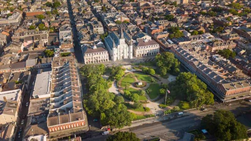 Aerial view of Jackson square in New Orleans - Haunted places