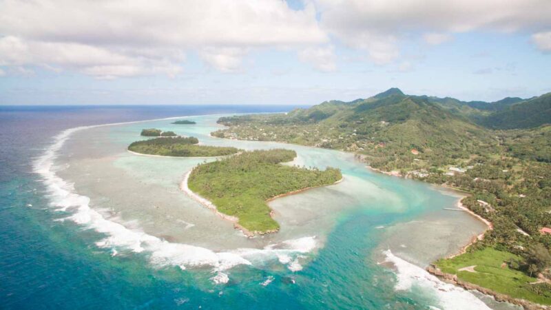 View of the small islands off of Rarotonga - Scenic Plane ride - Top things to do in Rarotonga