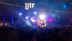 lens flare as a concert takes place at Summerfest Milwaukee - Miller Lite Oasis Stage