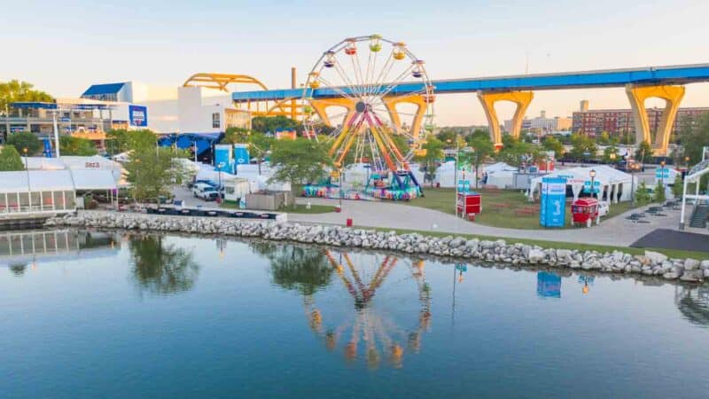 Ferris Wheel at Summerfest infront of Summerfest Marketplace Shopping tents