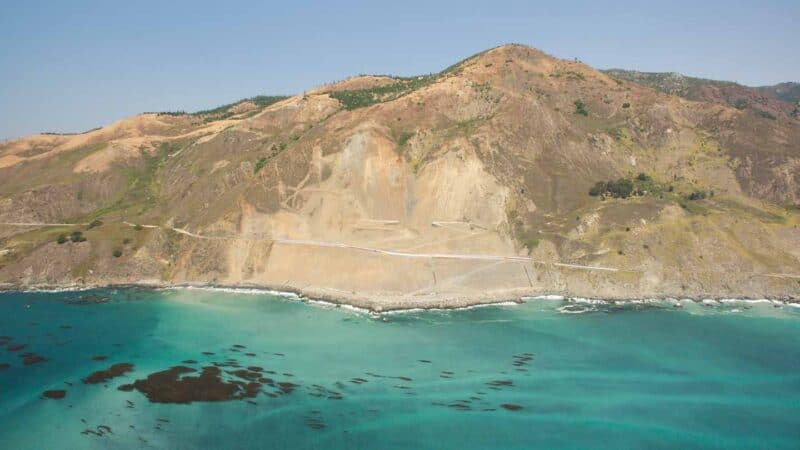 Aerial View Big Sur Landslide HWY 1 Mud Creek