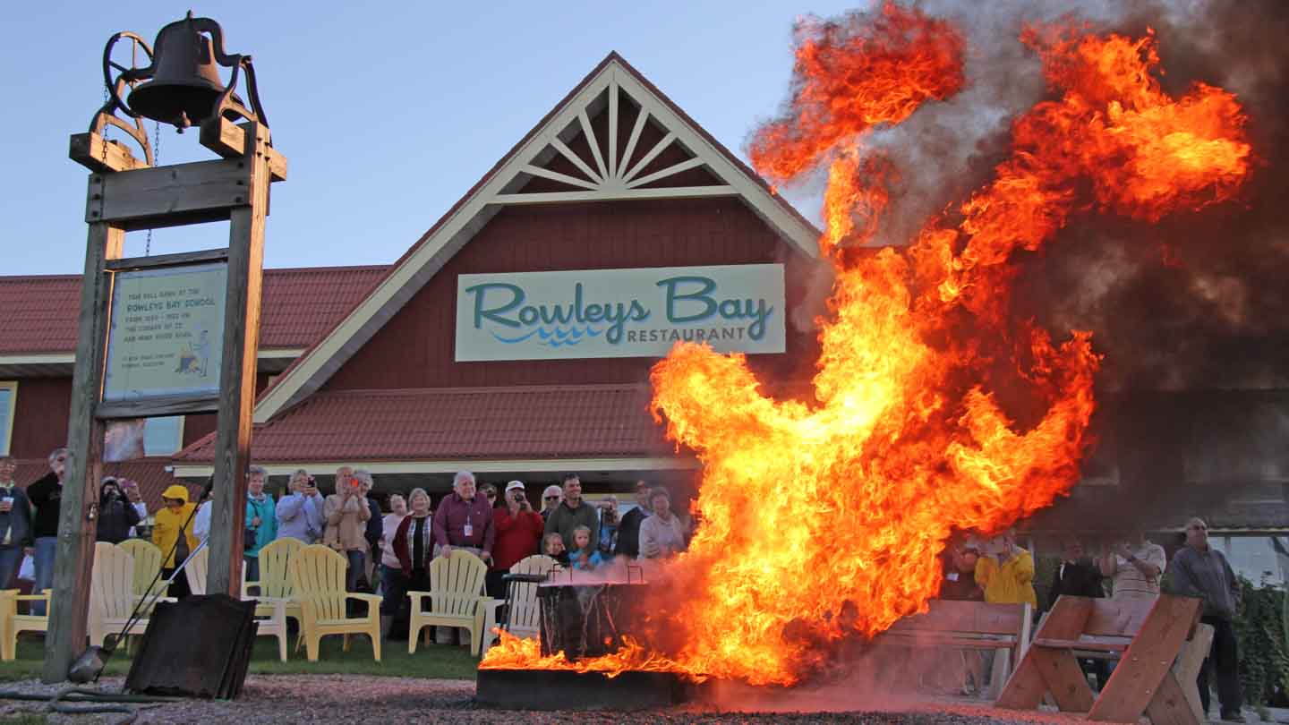 Door County Fish Boil "boilover" at Rowley's Bay Restaurant