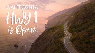 featured image for California highway 1 road trip itinerary - sunset over HWY 1