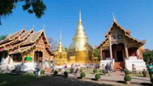 Two large golden Buddhist Stupas at Wat Phra Singh - Best temples in Chiang Mai