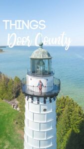 pinterest pin for things to do in Door County - Cana island lighthouse