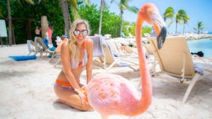 Girl with at Flamingo Beach in Aruba