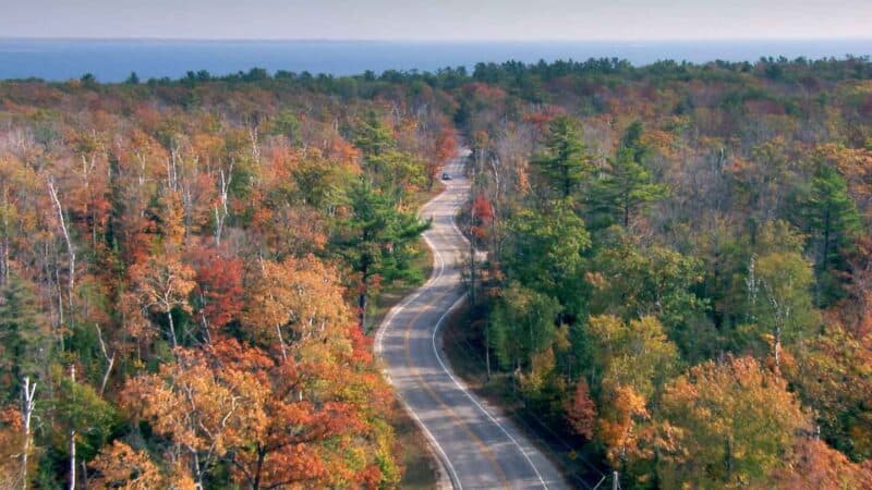 windiest road in Wisconsin Door County at Fall