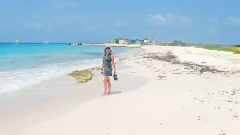 lady on Klein Beach in Curacao