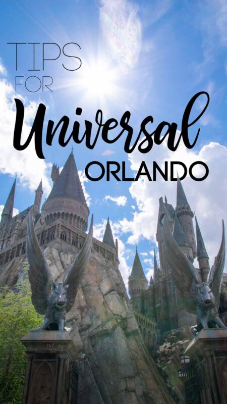 Hogwarts castle with a starburst for the pinterest pin of Universal Orlando Resorts Tips and Hacks
