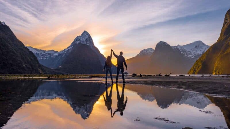 Couple at Milford Sound New Zealand