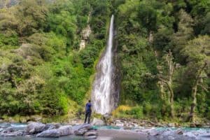 Thunder Creek Falls in New Zealand