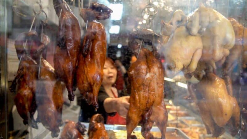 Chickens in the window of a Chinese Restaurant in San Francisco Chinatown