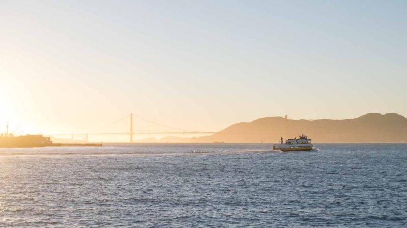 Sunset Boat Cruise San Francisco with Golden Gate Bridge in the background