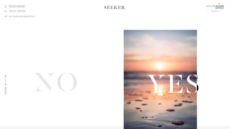 Screenshot of the seeker quiz