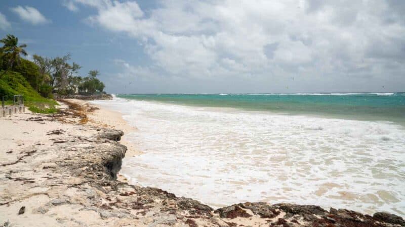 An empty Silver Sands Beach in Barbados