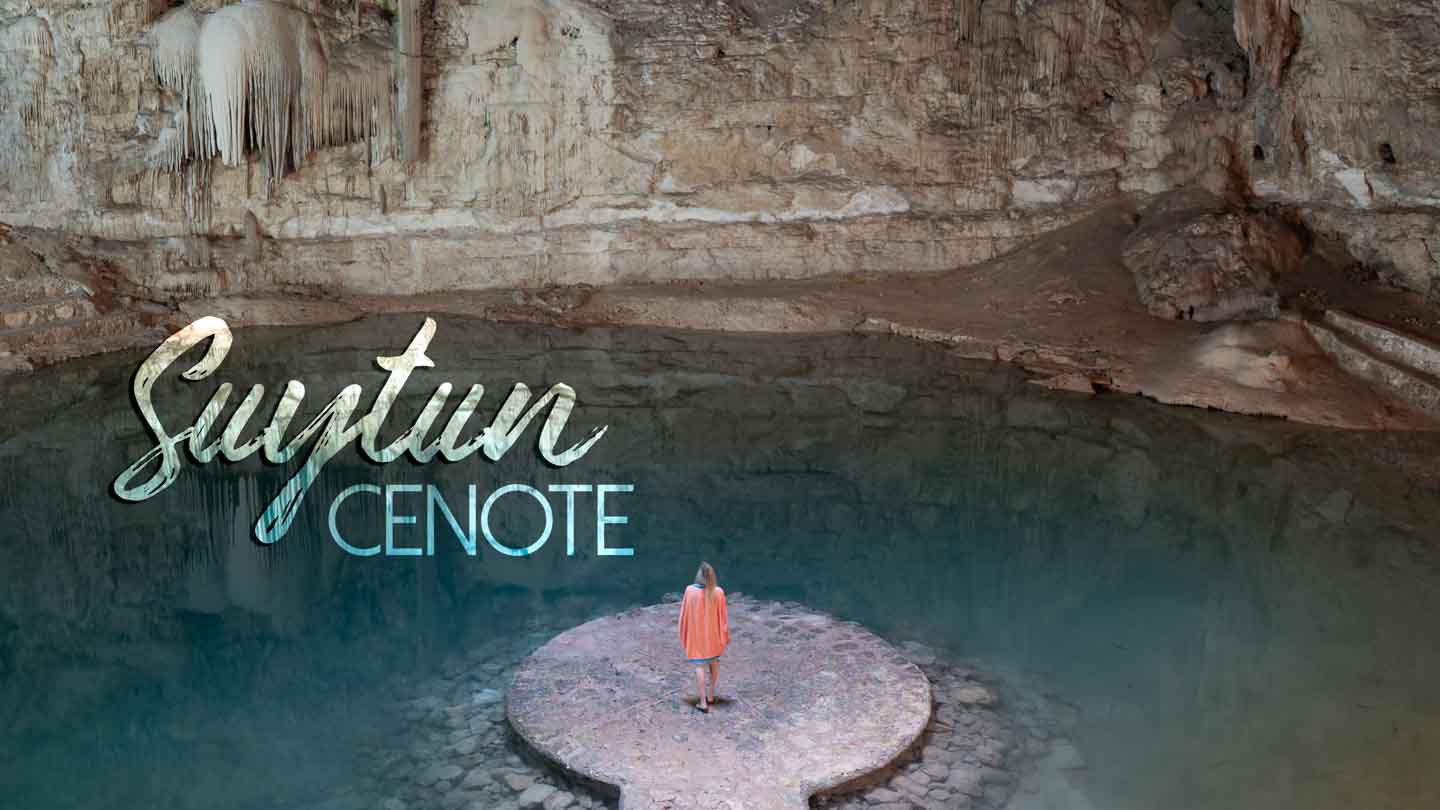 featured image for Suytun Cenote near Valladolid mexico - woman standing inside the cenote
