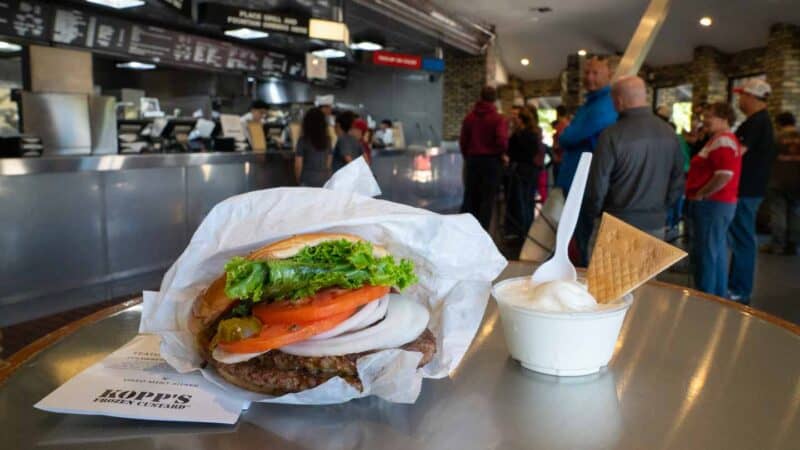 Kopp's burger and Frozen custard inside the north shore restaurant - Local Favorite places to eat in Milwaukee