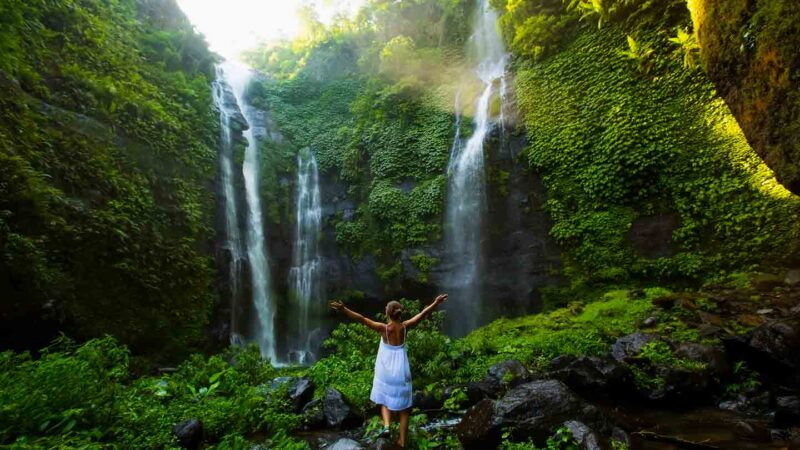 Girl at Sekumpul Waterfall in Bali