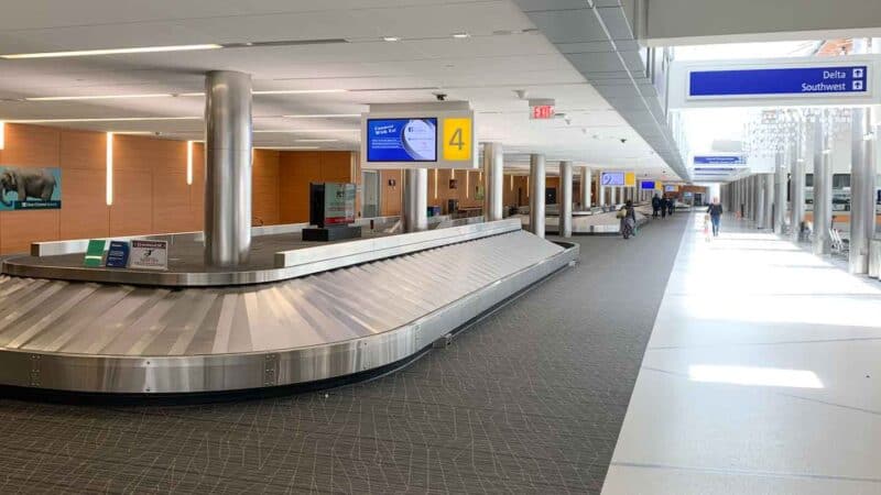 View of a family near baggage claim in the Milwaukee Airport