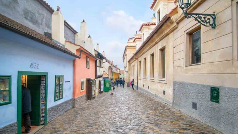 Golden Lane famous alleyway in the Prague Castle in Prague Czech Republic