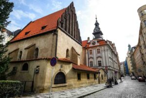 View on ancient Old New Synagogue, Prague, Czech Republic - Jewish Quarter Sights