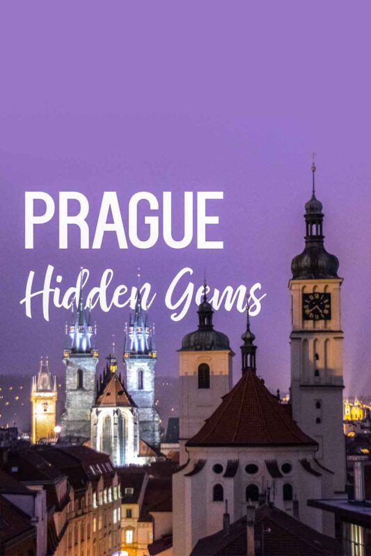 Night secret view of Old Town - Pinterest Pin for Prague Hidden gems