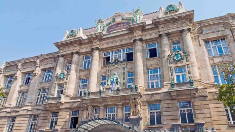 Front of Franz Liszt Music Academy in Jewish Quarter Budapest