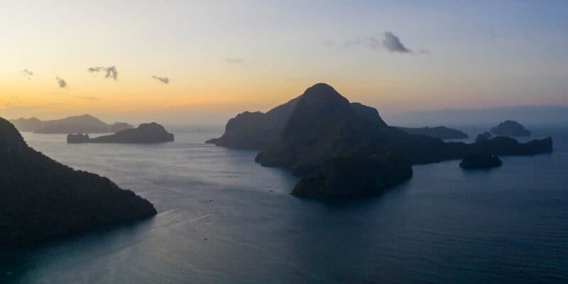 Aerial view of El Nido on a flight from El Nido to Coron - How to get from El Nido to Coron Palawan