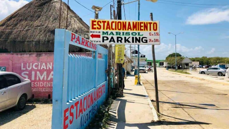 Holbox ferry parking lot