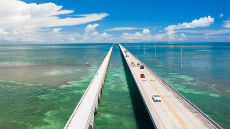 Aerial View of the 7 mile bridge - Top things to see on a Road trip from Miami to Key West - Florida