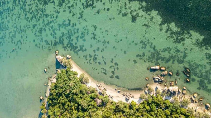 Aerial of Ao Nai Wok Beach in Koh Phangan Thailand