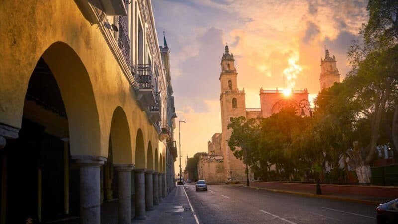 Merida Mexico at sunset