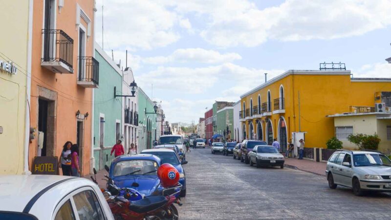 Colorful buildings line the streets of Valladolid Mexico
