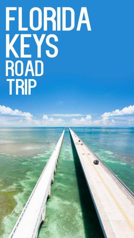 View of the seven mile bridge from above in the Florida Keys during a road trip