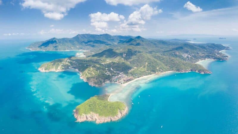 aerial photo of Koh Phangan Island is Thailand