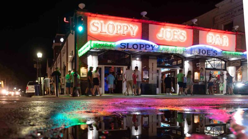 View of Sloppy Joes Bar in Key West Florida at night - Top things to do in Key West