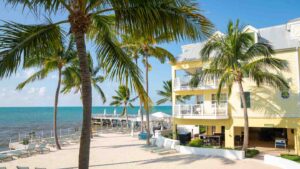 View of the yellow Southernmost beach resort in Key West - Top places to stay in Key West