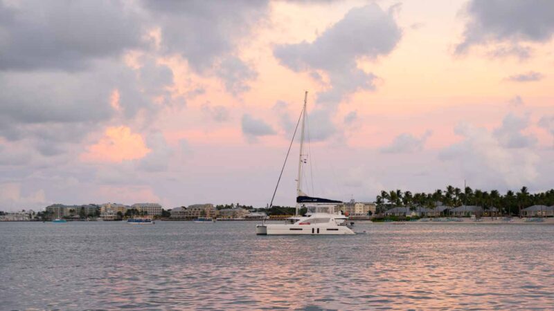 A catamaran seen from a sunset cruise from Key West - Top things to do while visiting Key West by car